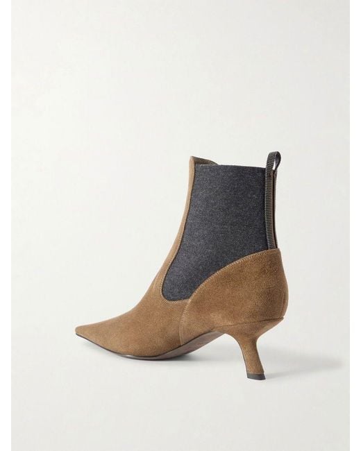 Brunello Cucinelli Brown Square-Toe Ankle Boots