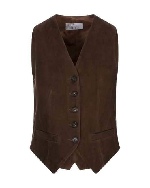 GIUSEPPE DI MORABITO Brown Button-Fastening Suede Waistcoat
