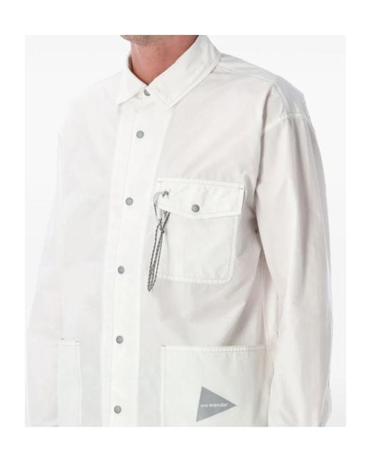 And Wander White Technical Shirt Jacket for men