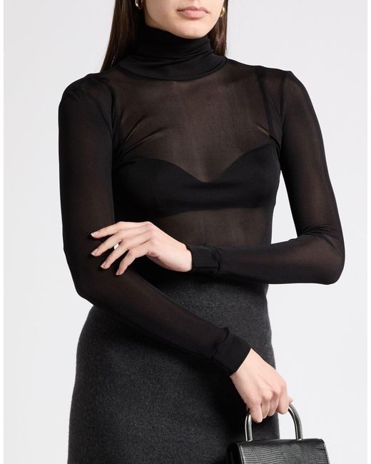 Maison Margiela Black Solid Color Turtleneck Sweater
