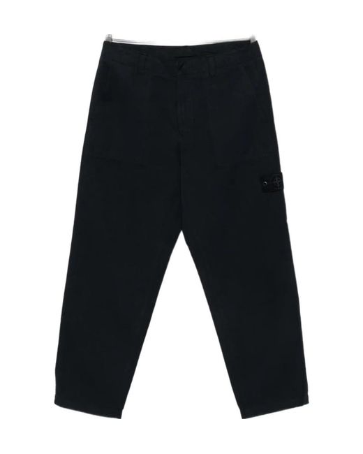 Stone Island Black Logo Patch Straight-Leg Cargo Trousers for men