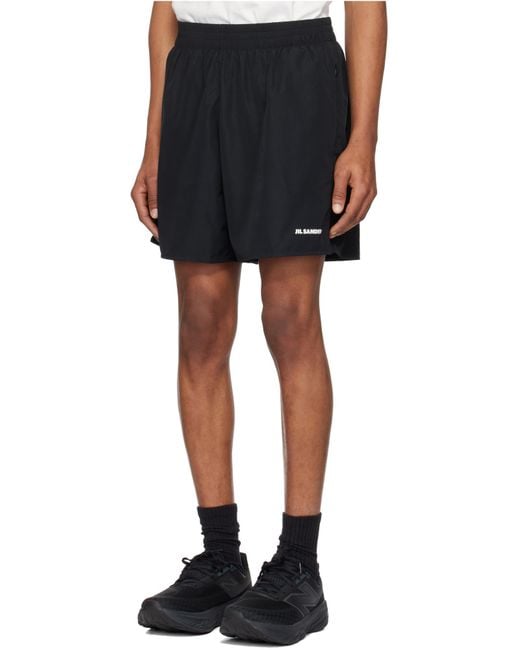 Jil Sander Black Logo Printed Shorts for men