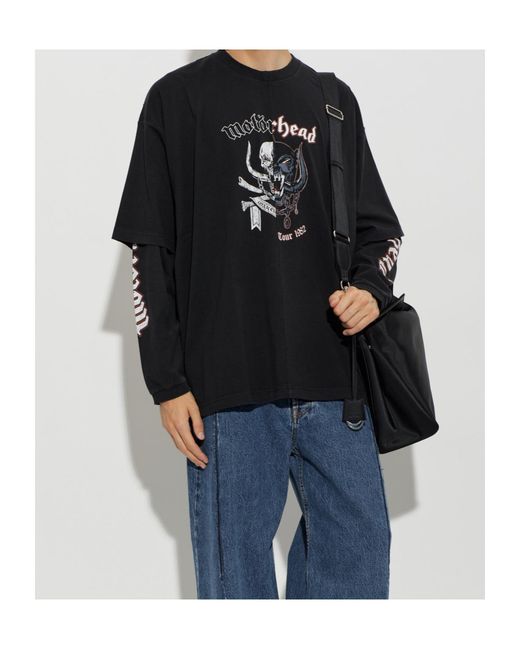 Vetements Black Crew Neck Short-Sleeved T-Shirt for men
