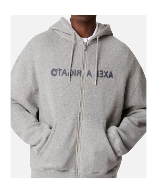 Axel Arigato Gray Rhys Logo-Embroidered Zip-Up Hoodie for men