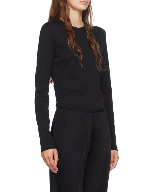 Helmut Lang Black Round Collar And Long-Sleeved T-Shirt