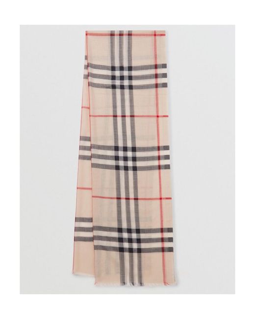 Burberry White Lightweight Checked Scarf for men