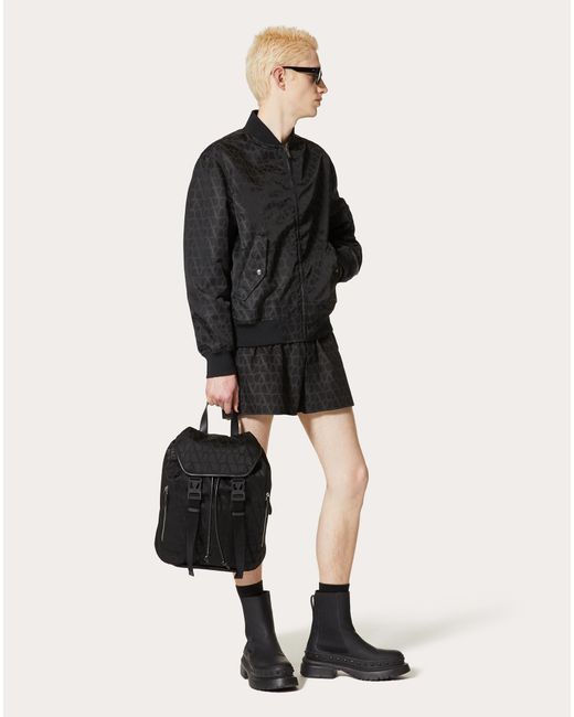 Valentino Black Toile Iconographe Zip-Up Bomber Jacket for men