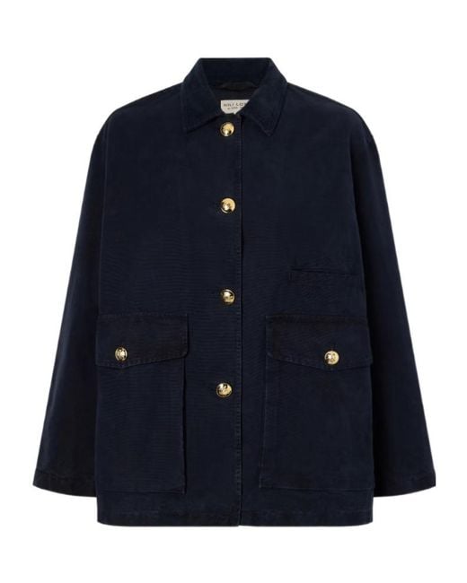 Nili Lotan Blue Devin Corduroy-Trimmed Cotton-Canvas Jacket