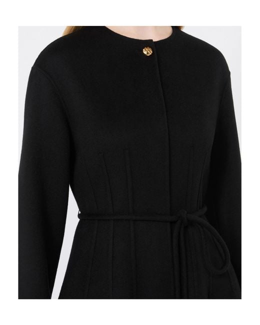 Max Mara Black Wool, Cashmere And Silk Redingote Coat