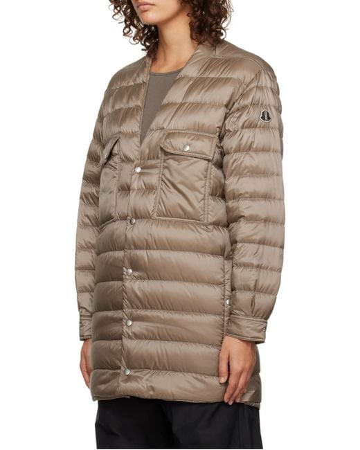 Moncler Brown Moncler Rick Owens V-Neck Padded Jacket for men