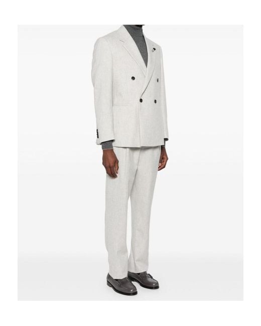 Lardini White Logo-Brooch Suit for men
