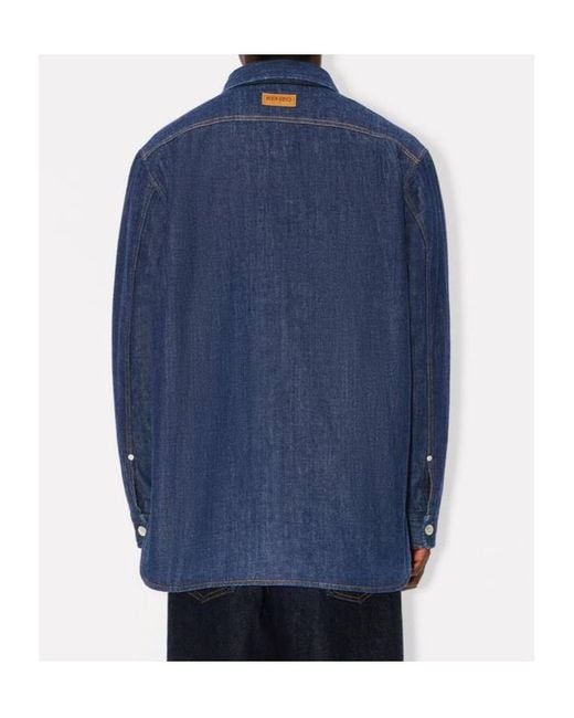 KENZO Blue Padded Japanese Denim Overshirt for men