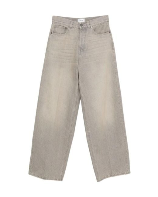 Haikure Gray Bethany Faded-Effect Wide-Leg Jeans