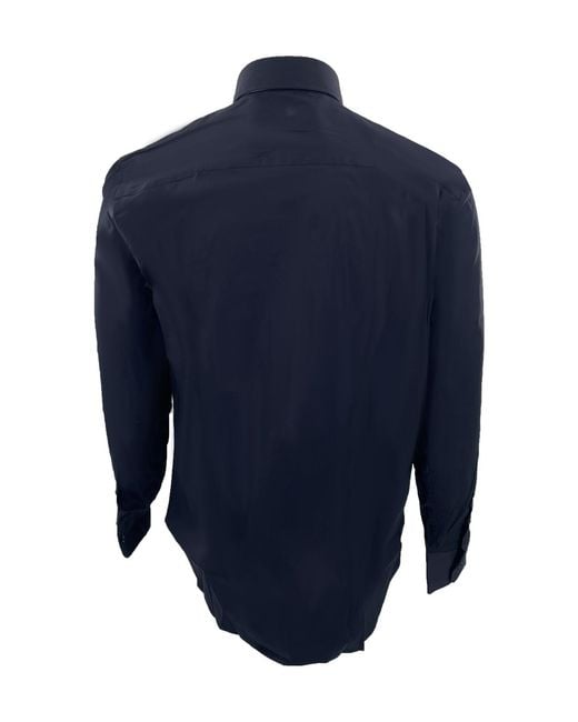Emporio Armani Blue Lapel Long-Sleeved Shirt for men