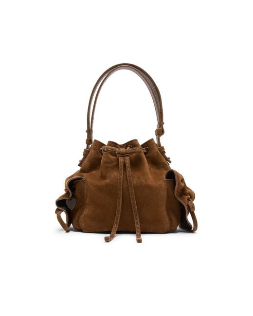 Acne Brown Mini Multipocket Suede Bucket Bag