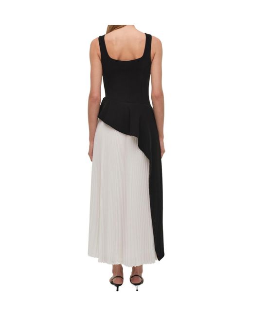 Jonathan Simkhai Black Zayla Pleated Asymmetric Dress