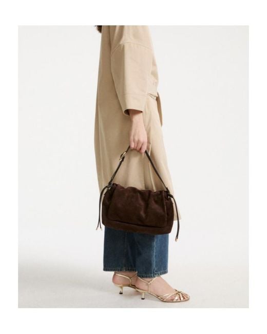 Marella Brown Suede Drawstring Bag
