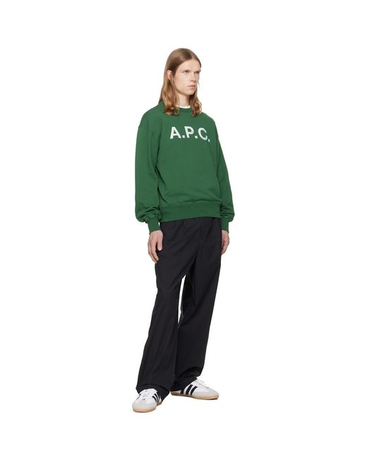 A.P.C. Green Long-Sleeve Sweatshirt for men