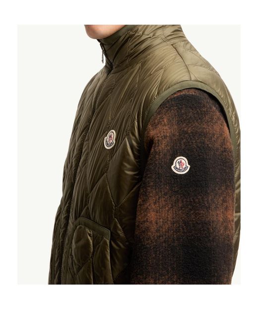 Moncler Brown Reversible Paisley Print Padded Teddy Vest for men