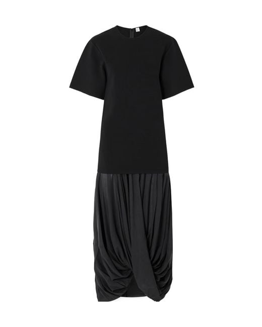 Totême Black Totême Panelled Draped T-Shirt Dress