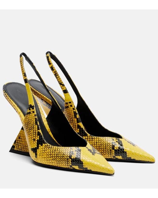 The Attico Metallic Cheope 105 Embossed Leather Wedge Sandals