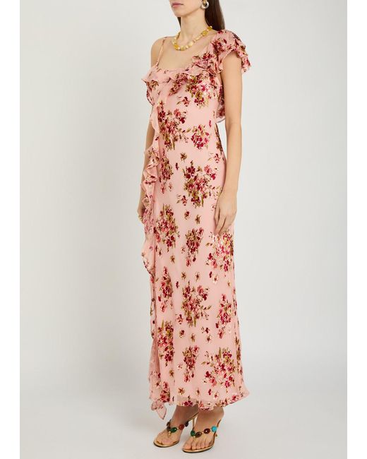 Rixo White Floral-Print Woven Maxi Dress