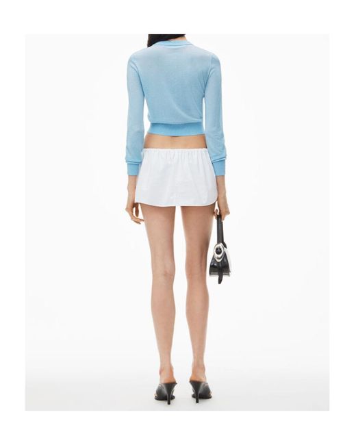 Alexander Wang Blue Crystal Heat-Set Trim Cardigan