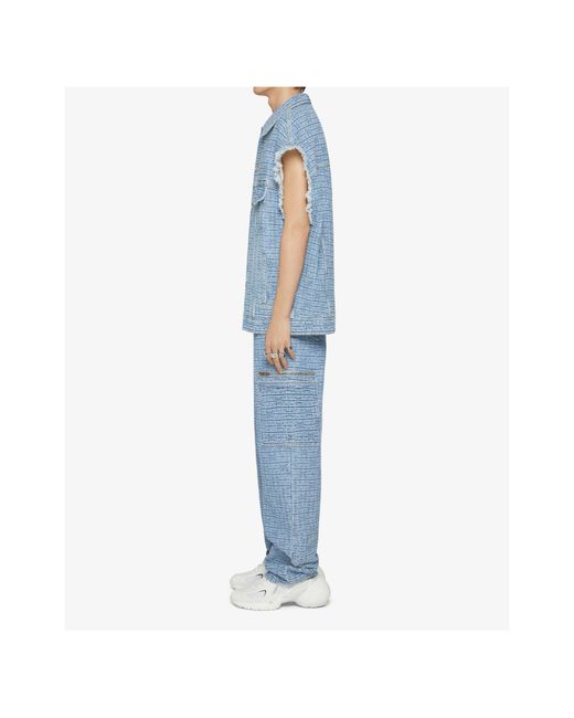 Givenchy Blue 4G Denim Button-Up Vest for men