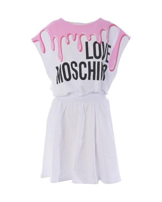 Moschino White Logo Details Dress