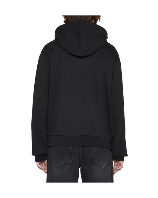 we11done Black Logo-Print Drawstring Hoodie for men