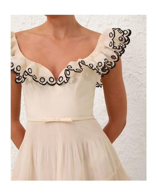 Zimmermann Natural Mini Dress With Ruffles