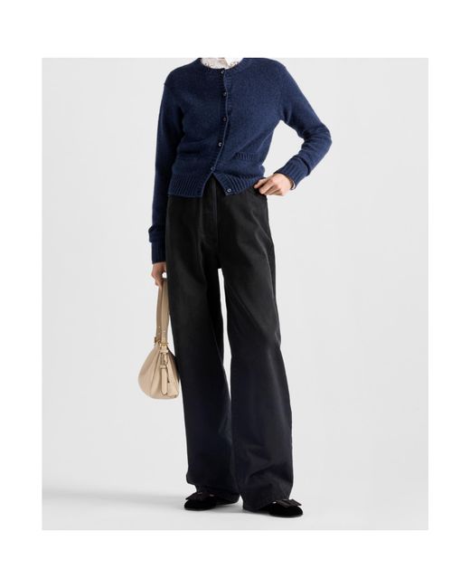 Prada Blue Crewneck Button-Up Cardigan
