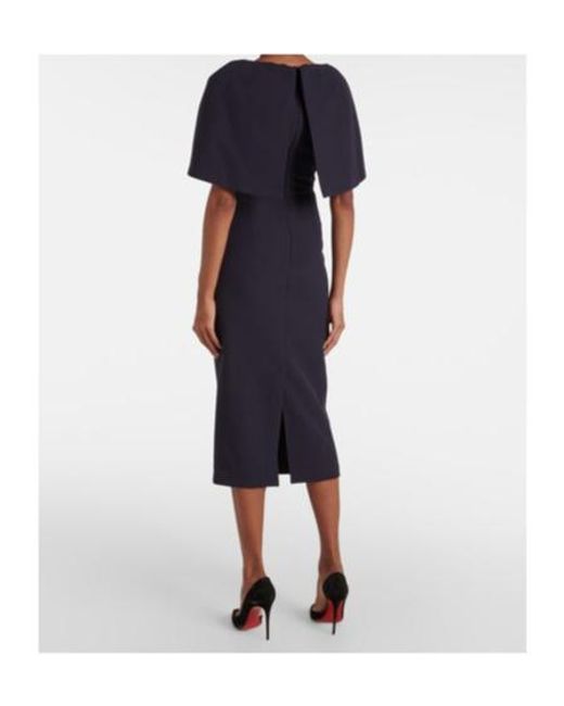 Safiyaa Blue Barb Draped Crepe Midi Dress