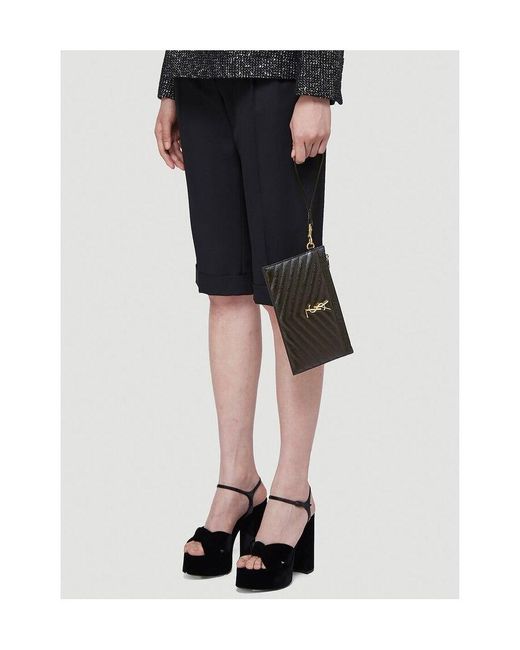 Saint Laurent Black Cassandre Matelassé Large Zipped Clutch Bag