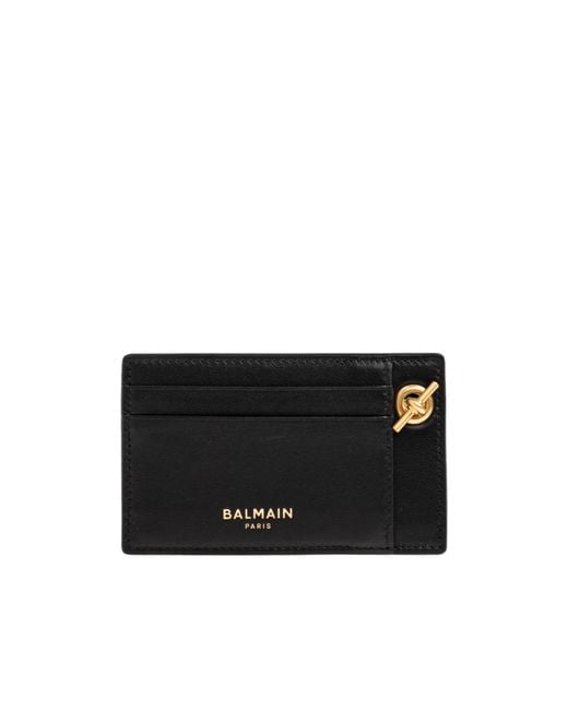 Balmain Black Chain Detail Card Holder Wallet
