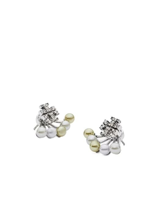 Tory Burch White Moondance Front-Back Earrings
