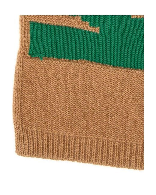 Marni Green Logo Knit Scarf for men