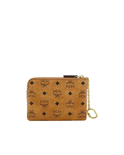 MCM Natural Logo Plaque Zipped Cardholder
