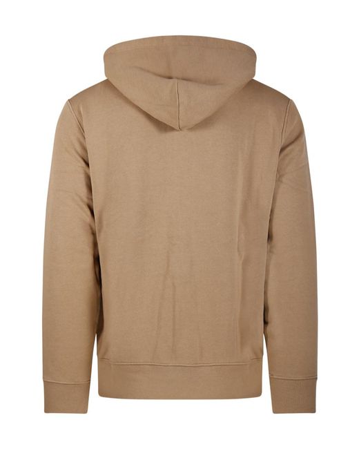 Ralph Lauren Brown Polo Logo Embroidered Zip-Up Drawstring Hoodie for men
