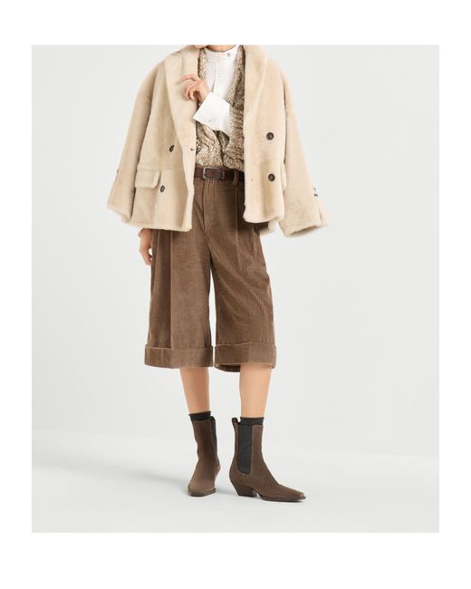 Brunello Cucinelli Natural Button Fur Jacket