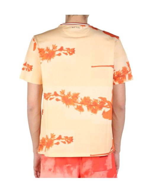 Paul Smith Orange Printed Crewneck T-Shirt for men