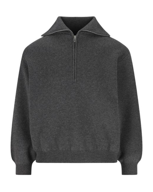Balenciaga Half-Zip Knitted Jumper in Gray | Lyst