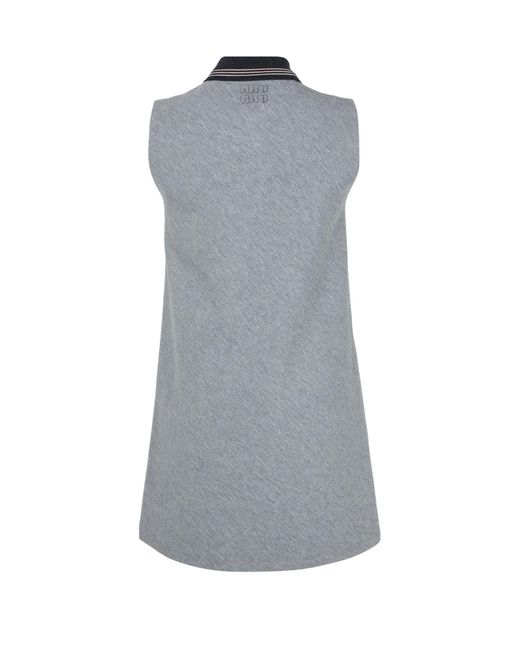 Miu Miu Gray Sleeveless Bi-Color Mini Dress