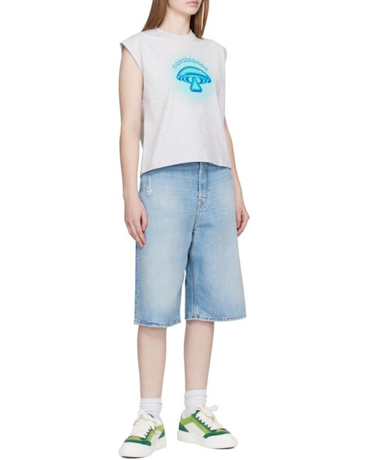 Casablanca Blue Airbrush Mushroom Sleeveless T-Shirt