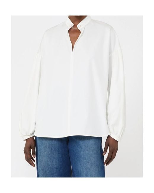 Max Mara White Studio Ginnasta Poplin Embellished Top