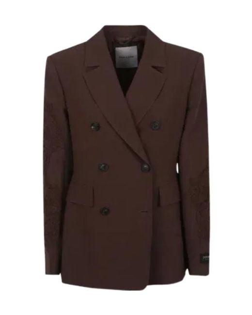 ERMANNO FIRENZE Brown Double-Breasted Blazer