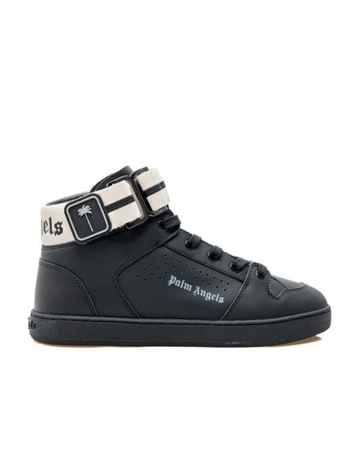 Palm Angels Black Logo-Patch High-Top Sneakers for men