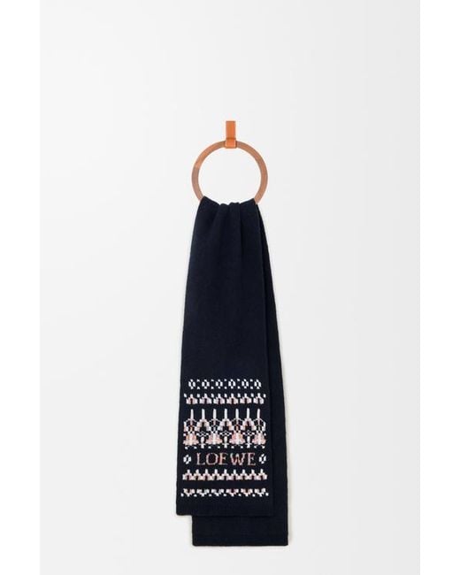 Loewe Blue Logo Intarsia Scarf