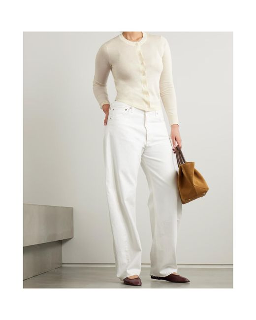 Joseph White Button Long Sleeve Sweater