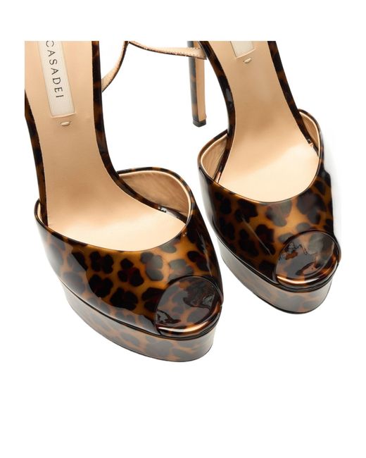 Casadei Brown Flora Platform Panthera Sandal